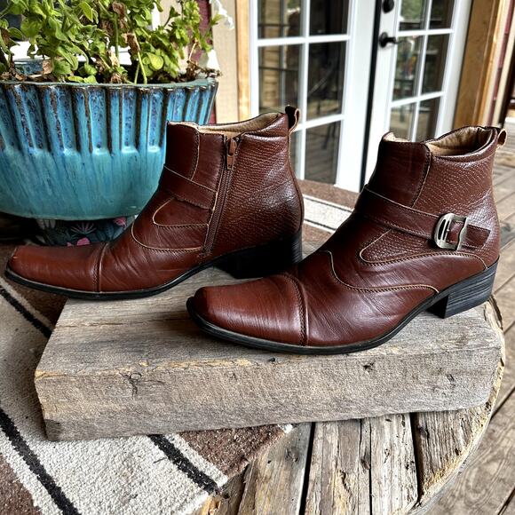 Delli Aldo Gustavo Leather Ankle Dress Boots Mens SZ 8.5 Chelsea Side Zip Formal - Picture 2 of 12